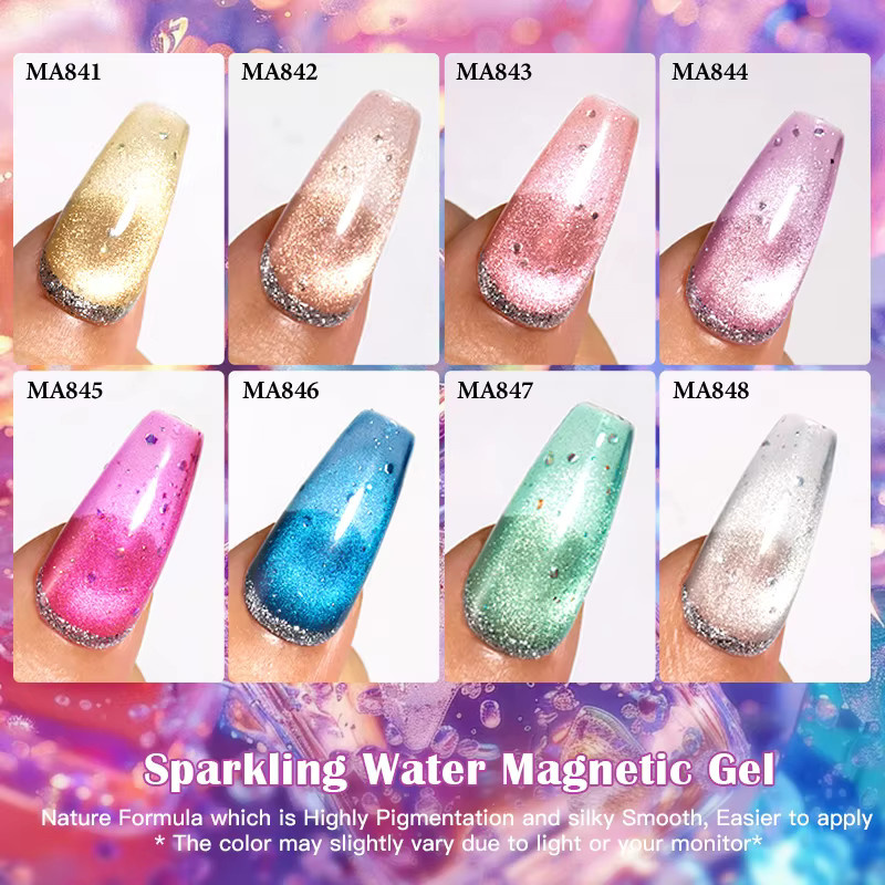 MEET ACROSS Blauer Bubble Jelly Magnetischer Gel-Nagellack, 7 ml, Schimmernd - Bild 5