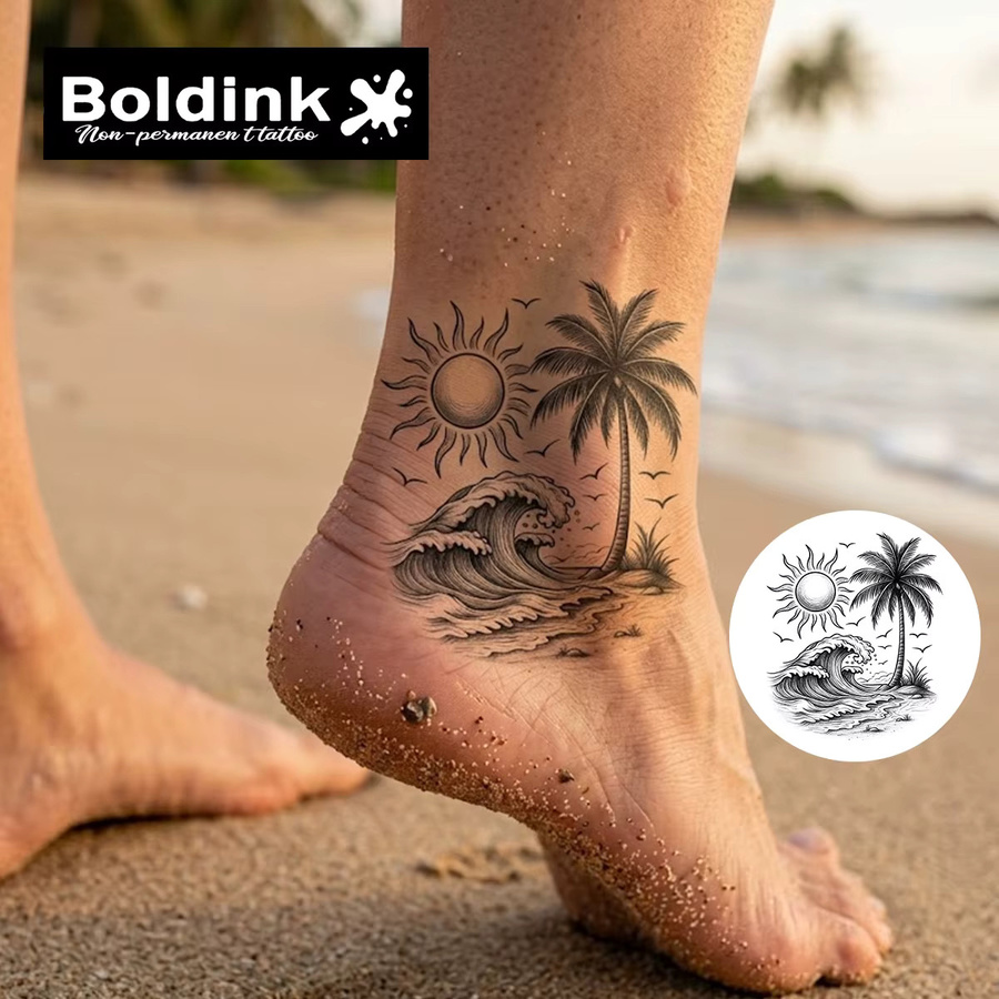 BOLDINK Sunshine Wave Tattoo-Aufkleber, Unisex - Bild 2