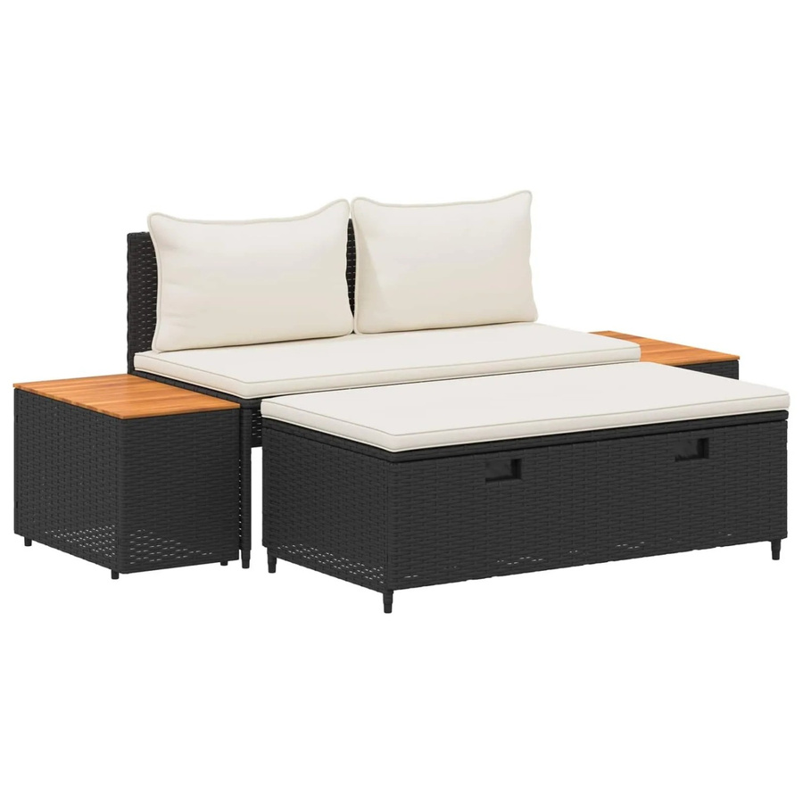 vidaXL Outdoor-Sofagarnitur 4-teilig mit Polsterung und UV-beständigem Polyester, modern, B/T/H: 55 x 30 x 39 cm - Bild 2
