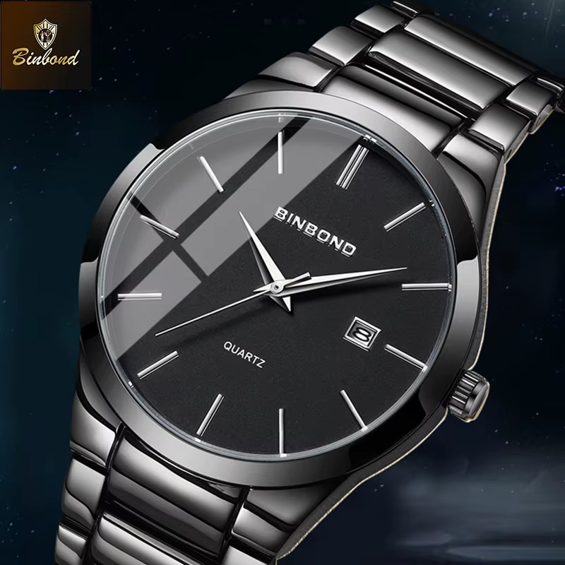 BINBOND Armbanduhr, Quarz, Edelstahl, Schwarz, Herren - Bild 1