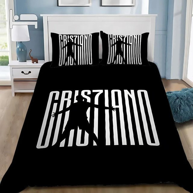 Bettwäscheset Fußball CR7 Ronaldo mit Bettbezug und Kissenbezügen in Schwarz, B/H: 245 x 210 cm - Bild 1