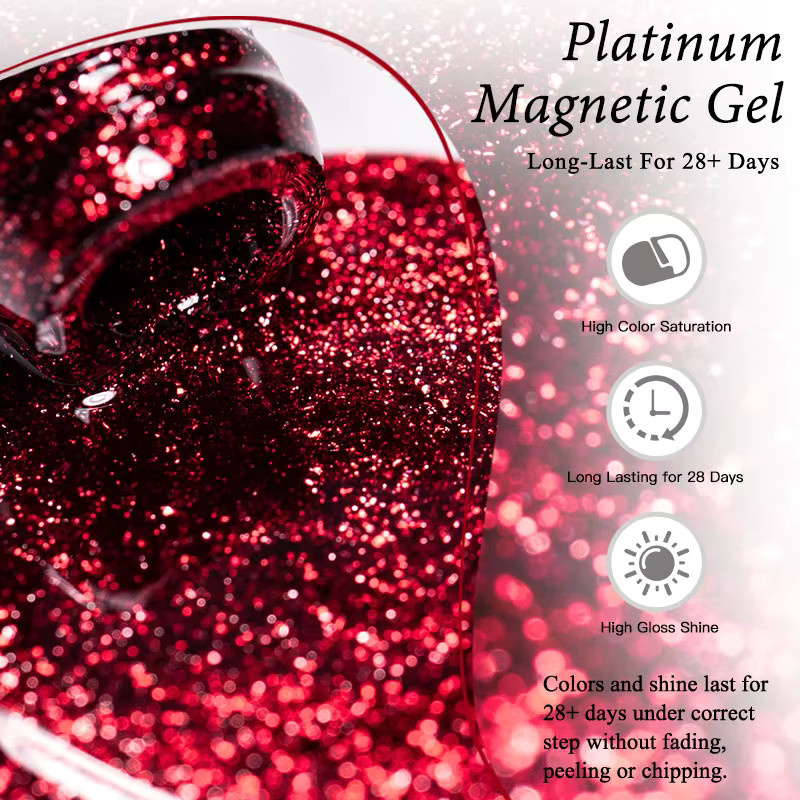 MEET ACROSS Magnetisches Gel Nagellack Set, Rosa Rot, 7 Stück - Bild 5