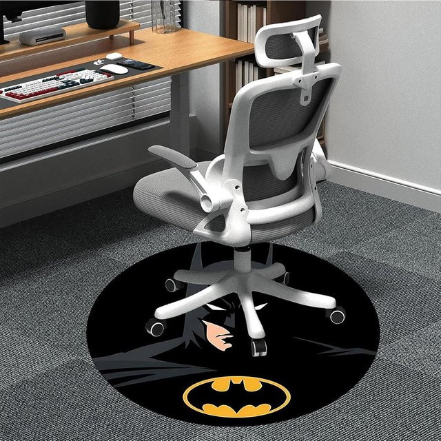 Runder Batman Logo Teppich von Yun Heng Three in Grau und Schwarz, Durchmesser: 80 cm - Bild 1