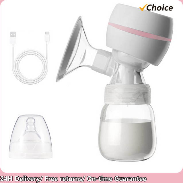 Tragbare elektrische Milchpumpe in Weiß mit LED-Bildschirm, geräuscharm, BPA-frei, inklusive 180 ml Milchflasche - Bild 1