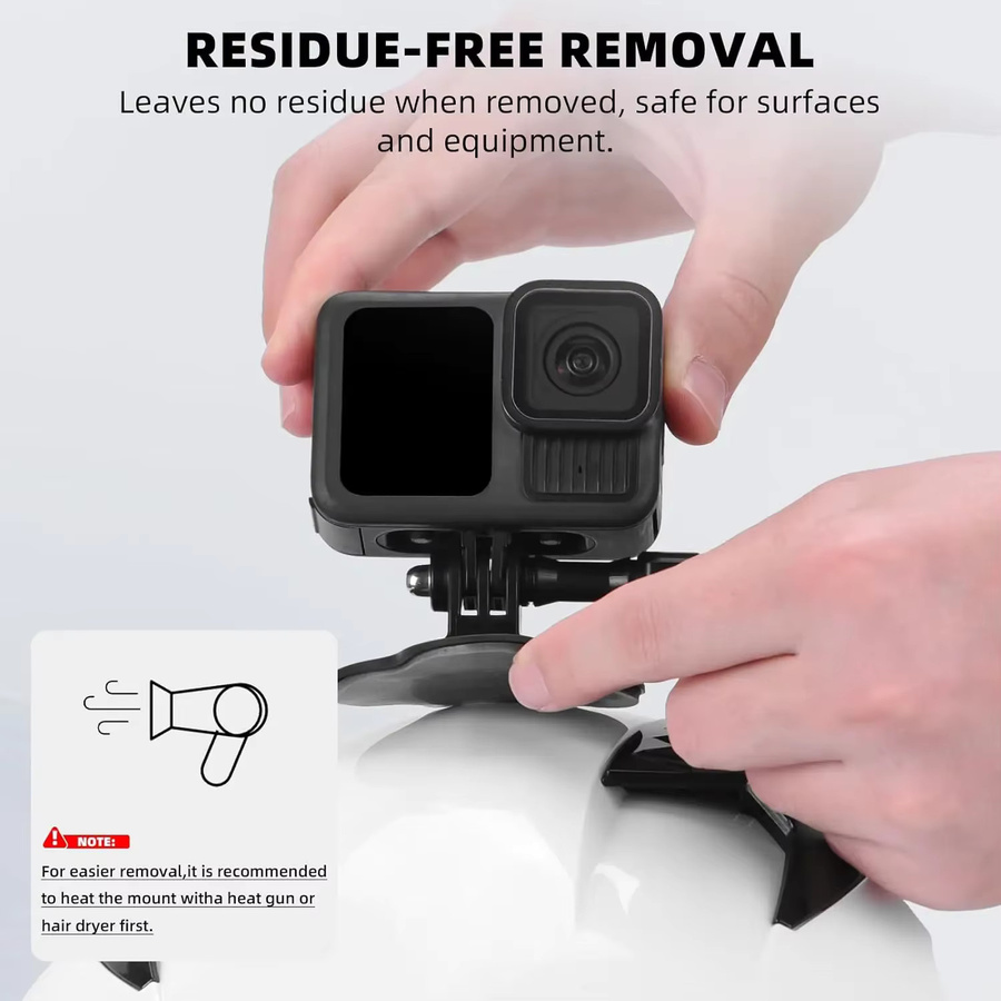 Erchang Flexibler Klebe-Helmhalter in Schwarz für Insta360 X5 X4 X3 Ace Pro GoPro Hero und DJI Osmo Action Kameras - Bild 2
