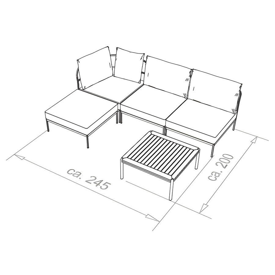 Stern Coco Loungeset 5-teilig in Greige mit Beistelltisch und Kissen aus Polyacril - Bild 2