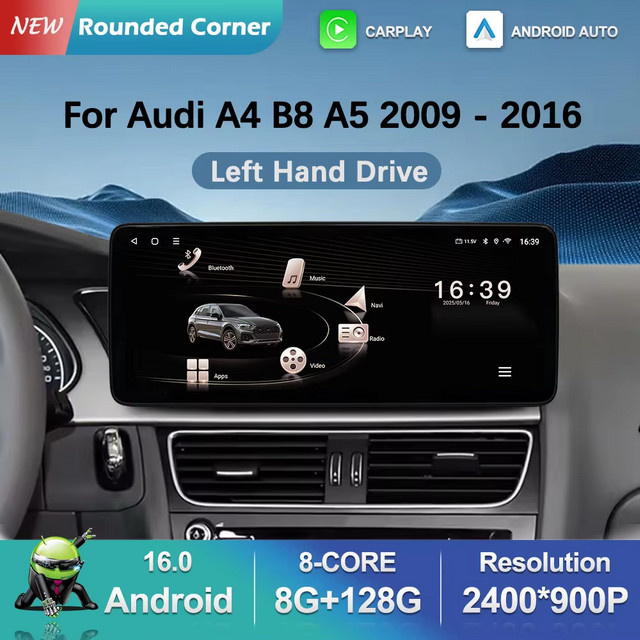 LIARO-NAVI Multimedia-Player für Audi A4 B8 und A5 (2009 - 2016) mit 12,3 Zoll Display, Android 16, Wireless CarPlay, GPS, WiFi, Bluetooth und 4G in Schwarz - Bild 1