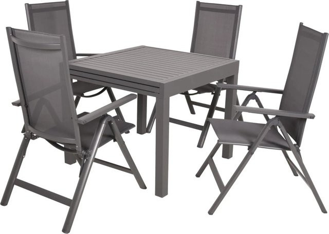 DELUKE Garten-Sitzgruppe TESSA 5-tlg. aus Aluminium und Kunststoffgewebe in Anthrazit - Bild 1