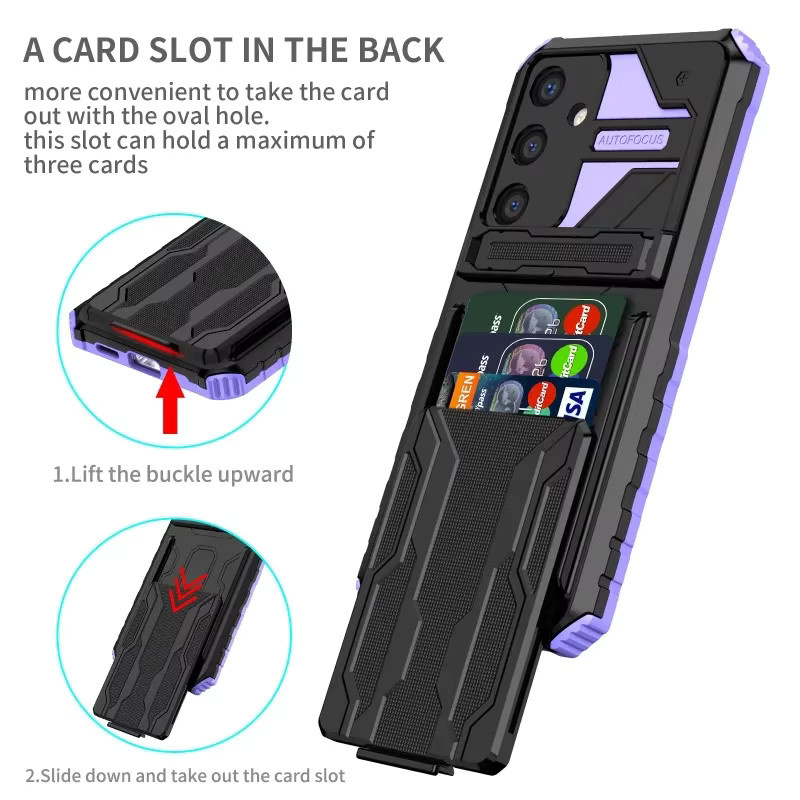 Samsung Handyhülle mit Kartenhalter und Standfunktion als Brieftasche für Galaxy S24 S23 S22 S21 Ultra A54 A34 A25 A15 A14 A05s in Rot - Bild 2