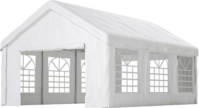Wetterfeste Carport-Zeltgarage mit aufrollbaren Türen vorne und hinten, verstärkter Schutz mit abnehmbarem Dach und Wänden, B/T/H: 6 x 4 m - Bild 1