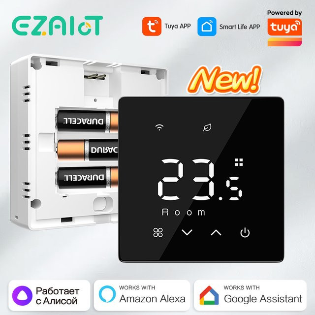 EZAIOT Tuya WiFi Smart Thermostat für Wasser- und Gaskessel zur Heizungssteuerung, App-Steuerung und Smart Home Integration mit Alexa und Google Home, Weiß oder Schwarz - Bild 1