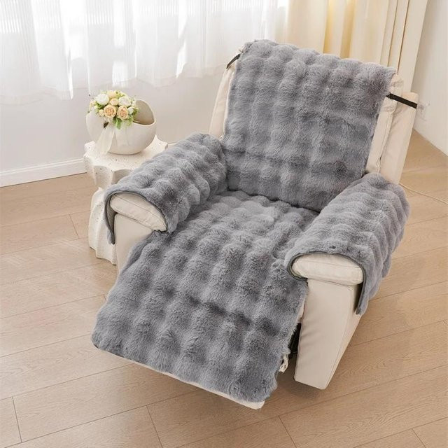 Rutschfester 1-Sitzer Relaxsofa Überzug aus superweichem Kaninchenplüsch für deinen Sessel oder Heimliegesessel - Bild 1
