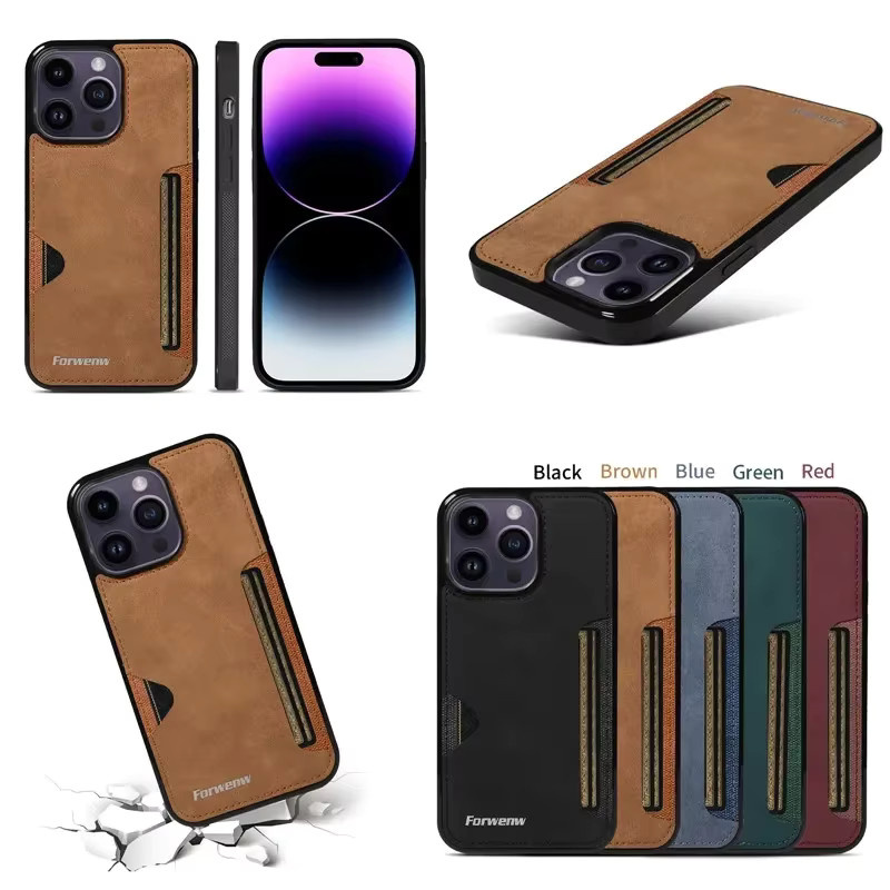EUCAGR Luxus Leder Handyhülle für iPhone mit stoßfester weicher Rückseite in Grün und Braun - Bild 5