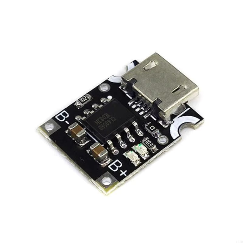 TP4057 1A Lithium-Batterie-Lademodul mit USB-C Anschluss und Schutzfunktion für 18650 Li-Ion und Li-Po Akkus, wählbar zwischen 4,2 V und 4,35 V, Schwarz - Bild 2