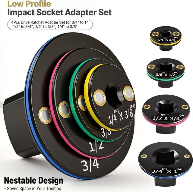 NIUXIANG Schlagsteckschlüssel-Adapter mit niedrigem Profil und magnetischer Halterung in Schwarz - Bild 1