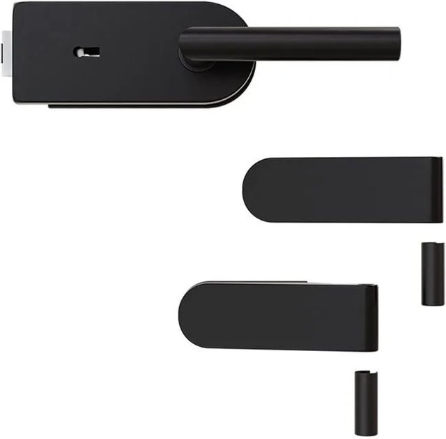 Hansaglas Glastürbeschlag Studio Buntbartschloss Gerundet Glastür Beschlag-Set Schwarz Matt - Bild 1