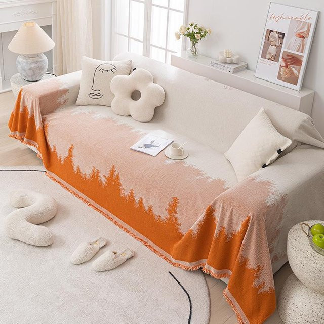 Super Six Chenille Sofabezug im nordischen Stil mit Quasten, kratzfest und waschbar, B: 180 cm, T: 130 cm - Bild 1
