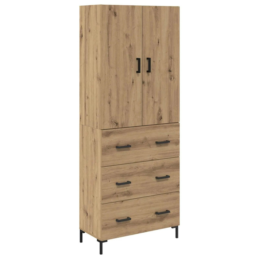 vidaXL Highboard Artisan-Eiche in Braun mit Schranktüren und Regalfächern, B/T/H: 69,5 x 34 x 180 cm - Bild 2