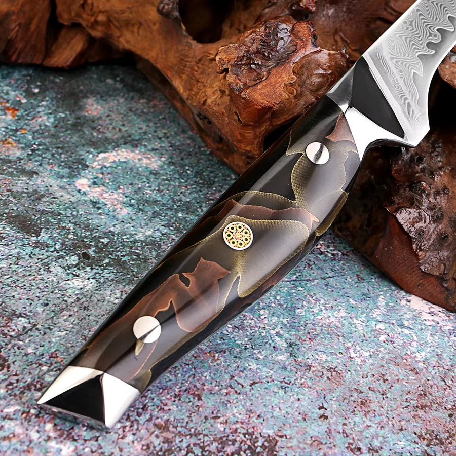 Xituo Filetmesser aus Damaststahl mit flexibler Klinge und Kupfer-Platin-Harz Griff in Multicolour, 15,24 cm - Bild 4