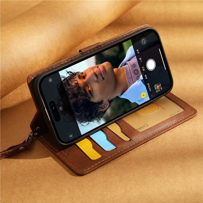Lederhülle für ZTE nubia Focus 2 und nubia Focus Pro als Flip Case mit Kartenhalter und Standfunktion in Blau oder Braun - Bild 3