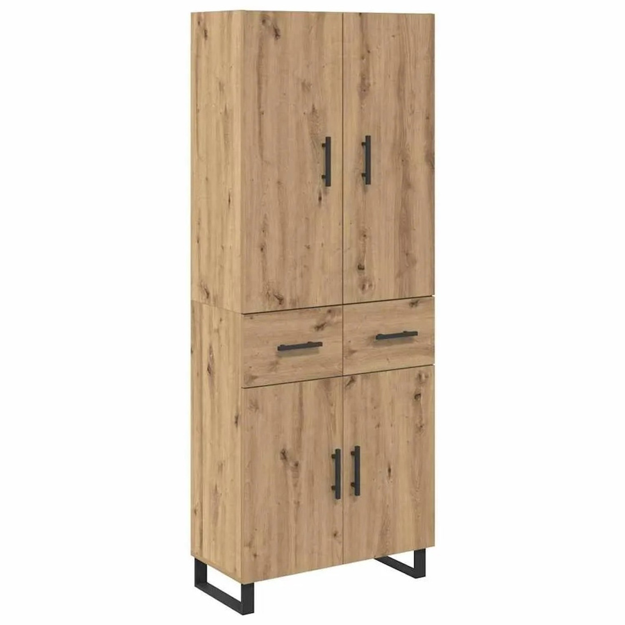 vidaXL Highboard 2-teilig in Artisan-Eiche mit Glasfronten und Schubladen, Braun, B/T/H: 180 x 34 x 69,5 cm - Bild 2