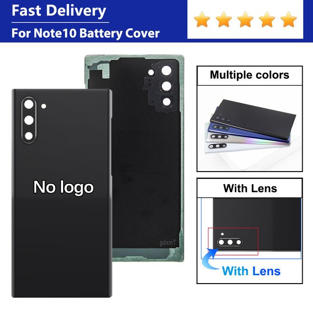 Samsung Note 10 Ersatzgehäuse Rückseite mit Glaspanel in Schwarz für die Gerätereparatur - Bild 1