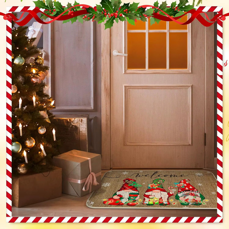 VIKAMA Weihnachtszwerg Teppich, rutschfest und schmutzabweisend, mehrfarbig, B/T/H: 40 x 40 x 40 cm - Bild 3