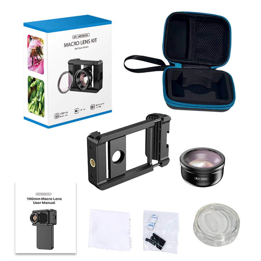 APEXEL Handy Makro-Objektiv 10X mit CPL-Filter-Set, Universeller Telefonclip und Aufbewahrungsbox, Schwarz - Bild 6