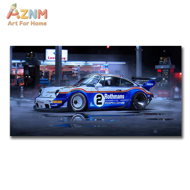 AZNM Rothmans Livery Porsche 911 #2 Rennwagen Wandkunstdruck als ungerahmtes Leinwandposter im Vintage Le Mans Design - Bild 4