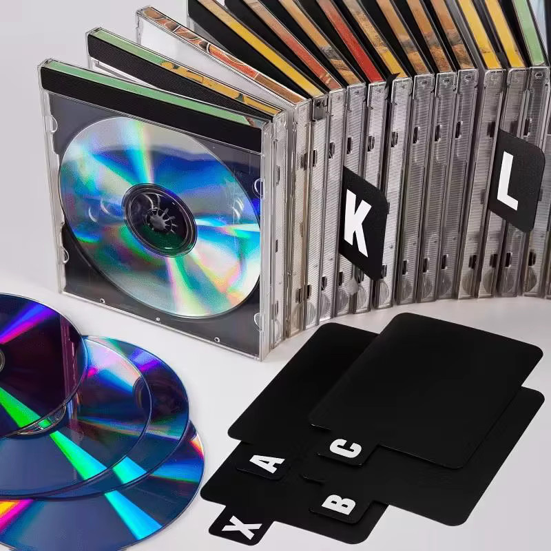 26 Stück CD DVD und Vinyl Schallplatten Organizer in Schwarz aus Kunststoff mit Alphabet-Trennwänden A-Z zur platzsparenden Aufbewahrung von Musikalben - Bild 2