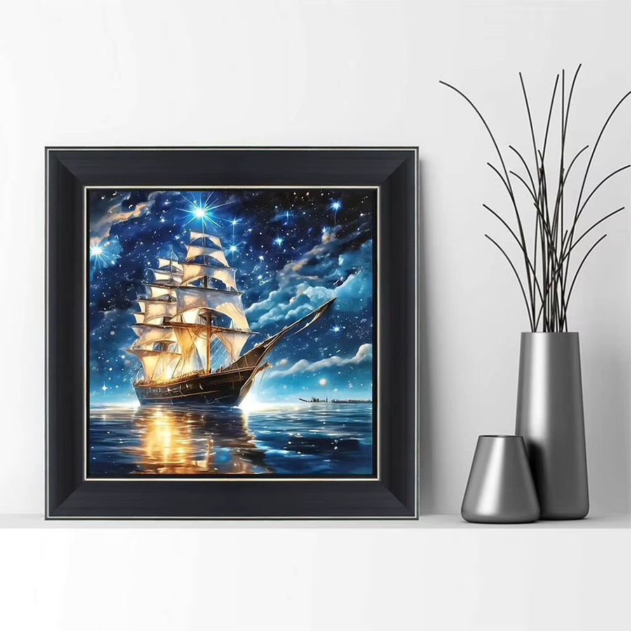 Evershine 5D Diamantgemälde Set Schiff und Meer als rundes Diamant-Mosaik zum Selbermachen - Bild 3