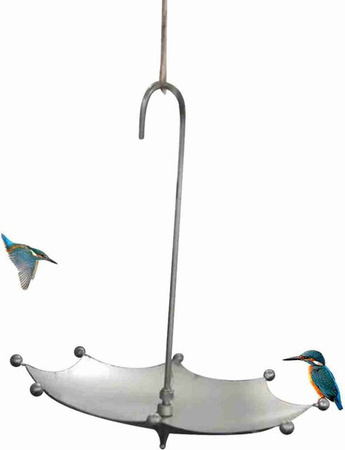 CosyHome Vogelfutterkrippe und Vogeltränke im Retro-Design aus Metall, Grau