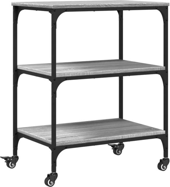 vidaXL Küchenwagen in Grau Sonoma aus Holzwerkstoff und Stahl, B/T/H: 60 x 41 x 76 cm - Bild 1