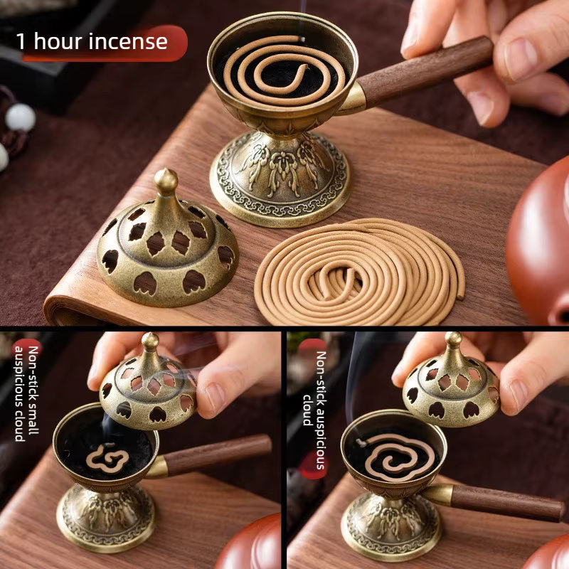 CANYAN Rotierendes Räuchergefäß aus Messing in Gold, Orientalisches Design, Rund und Stehend - Bild 2