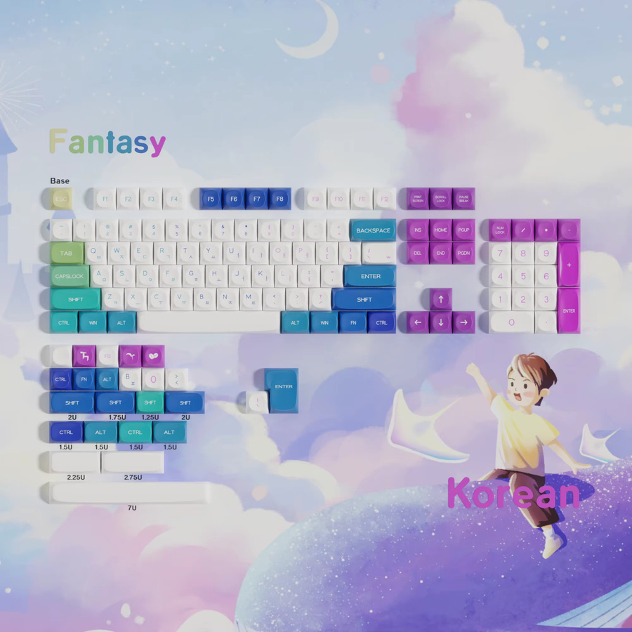 Jaycomia Moa Profile PBT-Tastenkappen mit 7u Alice Split Space Keys in Multicolour im Dye-Sub ISO-Layout - Bild 4