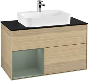 V&B Waschtischunterschrank Finion 100 Wandbeleuchtung in Eiche Lackiert B/T/H: 100 x 50,1 x 50,1 cm - Bild 1