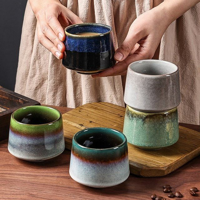 Japanische Keramiktasse im Brennofen-Stil, kreative Teetasse und Kaffeetasse für Haushalt und Büro, mehrfarbig - Bild 1