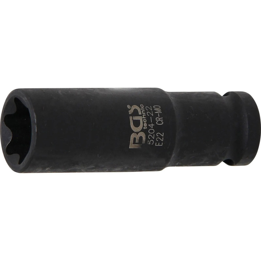 BGS Kraft-Steckschlüssel-Einsatz E-Profil tief 5204-22 mit 12,5 mm (1/2") Antrieb und SW E22 mm - Bild 2