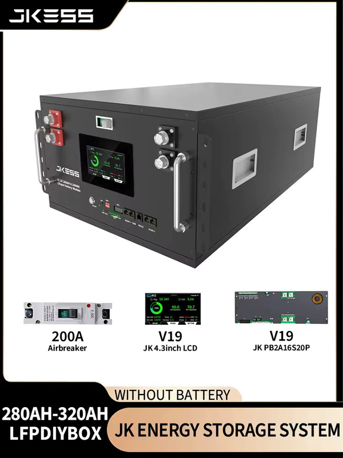 JKESS LiFePO4 DIY Batteriekasten Heimenergiespeicher-Kit 51,2V 314Ah 16kW mit JK BMS und Wechselrichter in Schwarz - Bild 5