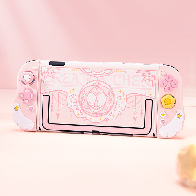 Star Wings Silikon-Schutz für Nintendo Switch 2 und NS OLED in Pink mit Dock-Ladegerät-Kompatibilität, Hartschalenhülle, Joycon Soft-Grip-Schale und Daumenstick-Kappenabdeckung - Bild 1