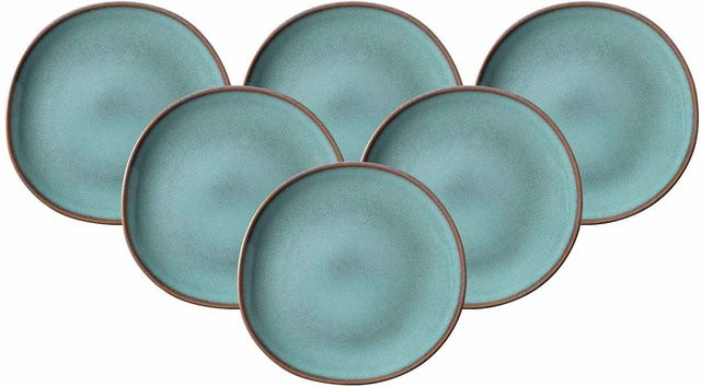 Villeroy & Boch like. Frühstücksteller Lave in Weiß und Türkis, 6er Set, Durchmesser: 23 cm - Bild 1