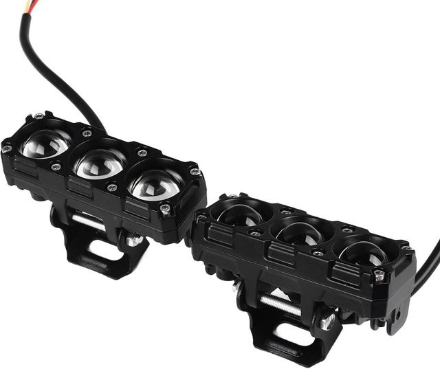 Koogeelife Motorrad-LED-Scheinwerfer Zweifarbig Weiß und Gelb mit 3 Linsen, Wasserdichte Fern- und Abblendlicht Nebelscheinwerfer, 1 Paar - Bild 1