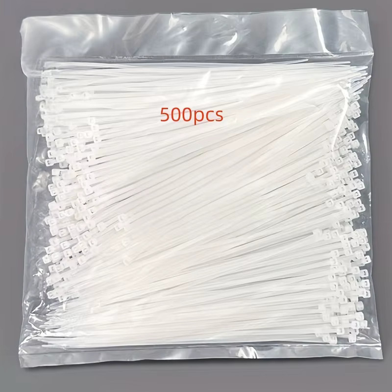 500 Stück selbstsichernde Nylon-Kabelbinder aus weißem Kunststoff mit hoher Zugfestigkeit - Bild 5