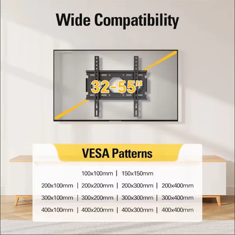 BEISHI TV-Wandhalterung für 32–55 Zoll LCD-LED-Fernseher, feste Wandhalterung in Schwarz, VESA-kompatibel bis 400 x 400 mm, maximale Traglast 50 kg - Bild 2