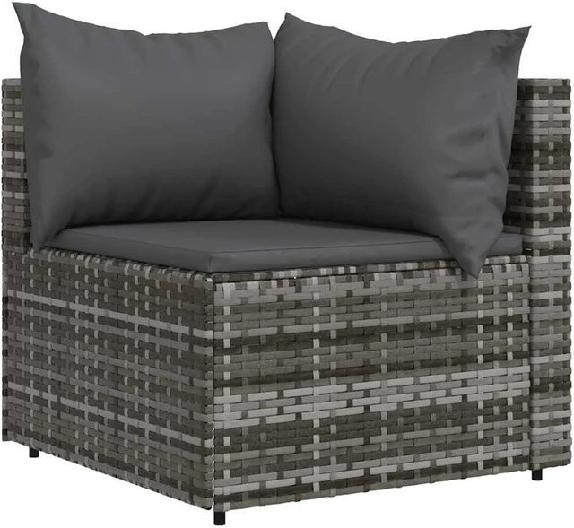 vidaXL Garten-Ecksofa in L-Form aus Polyrattan mit Kissen, Anthrazit/Grau - Bild 1