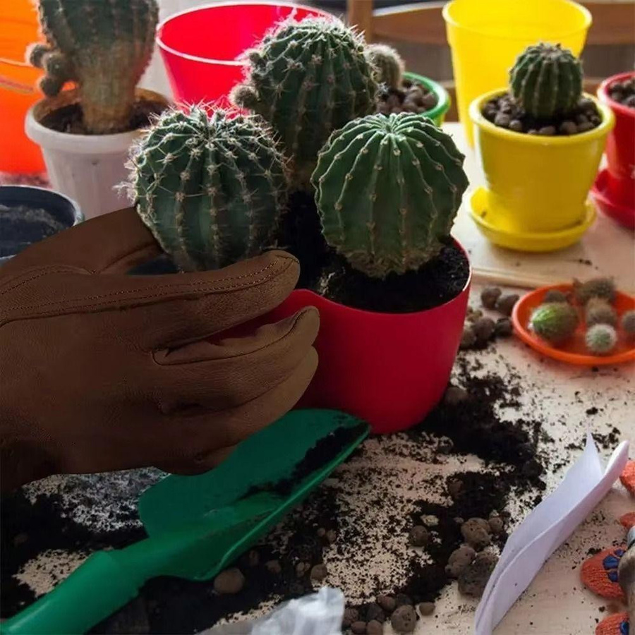 Luyacoth Gartenhandschuhe aus Leder in Kaffeebraun mit langen Ärmeln für Damen und Herren - Bild 5