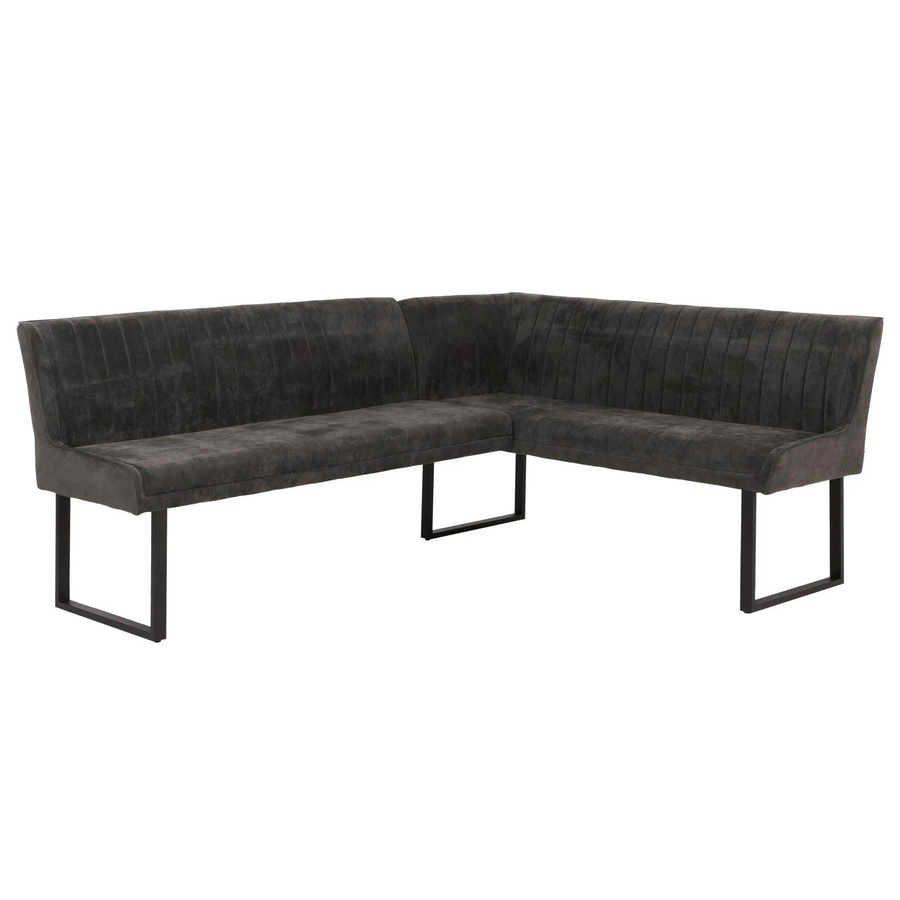 MCW Eckbank MCW-O82 Esszimmerbank aus Chenille Stoff und Metall in Dunkelgrau B/T: 210 x 159 cm - Bild 2