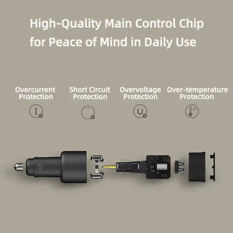 Xiaomi Mi Autoladegerät 100 W mit Dual-Port USB-A und USB-C Schnellladung in Schwarz mit Lichteffektanzeige - Bild 3