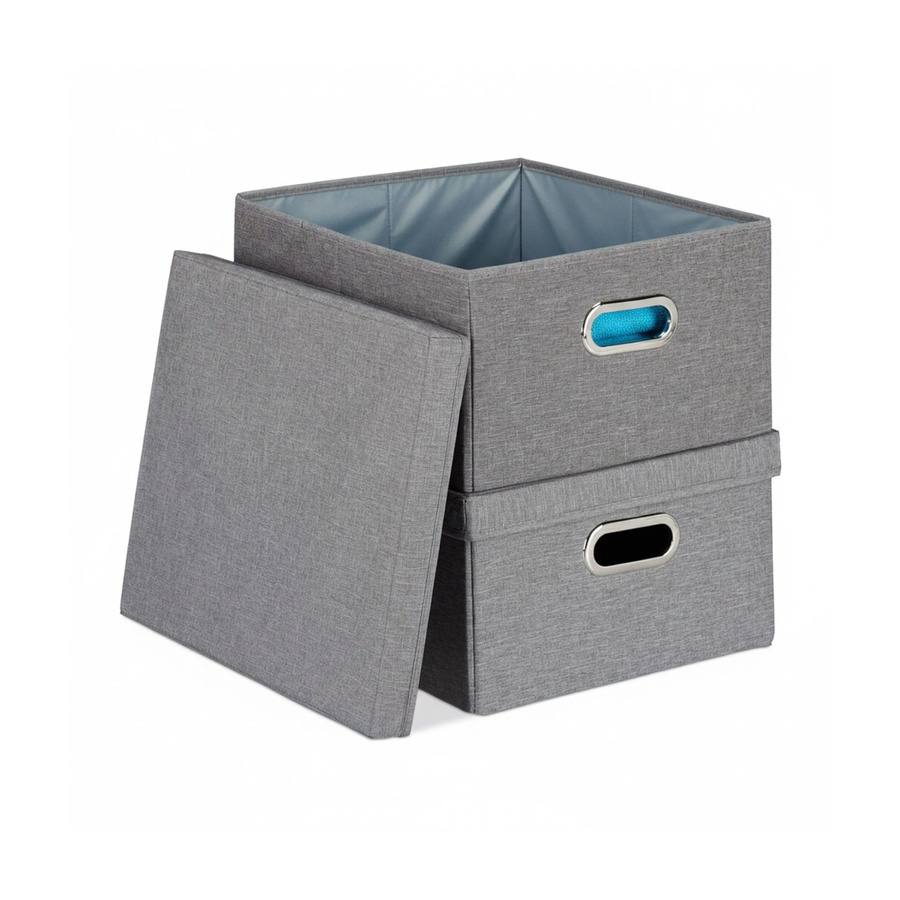 Relaxdays 2er Set Stoffboxen aus Polyester in Grau mit Deckel, faltbar, B/T/H: 34,5 x 20,5 x 42 cm - Bild 2