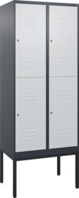 C+P Doppelstock-Spind Classic PLUS mit 2 Abteilen, Stahlkonstruktion, Zylinderschloss, Farbe RAL 7035 Lichtgrau, B/T/H: 212 x 80 x 50 cm - Bild 1